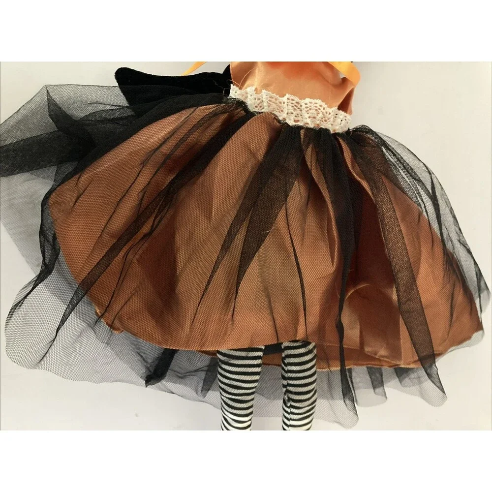 Shelf Sitter Doll BLACK CAT Masquerade Fabric Fall Halloween  Decor 24 Inches